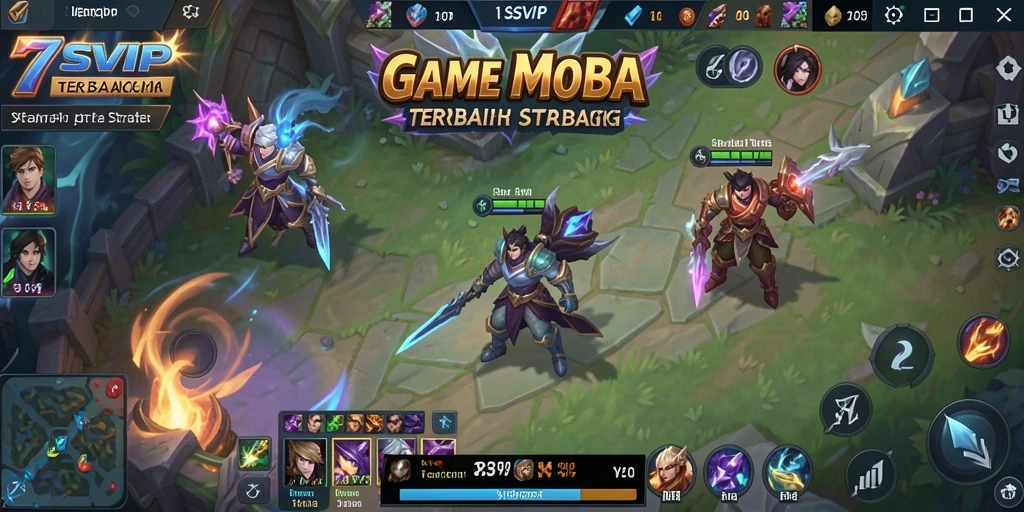 Screenshot gameplay MOBA 7SVIP yang mendebarkan.
