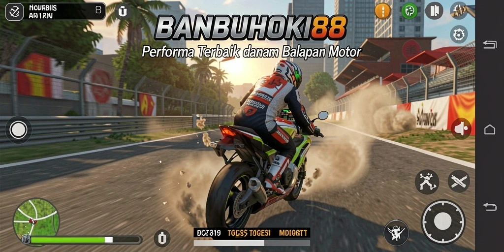 Tampilan aksi mendebarkan dalam balapan motor.