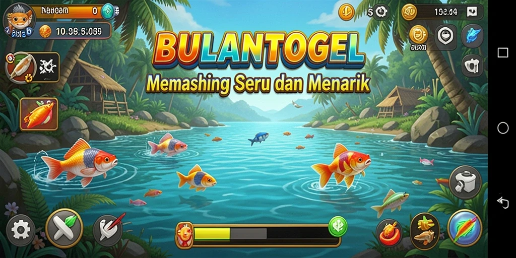 Screenshot utama BULANTOGEL menampilkan gameplay memancing yang mengasyikkan.