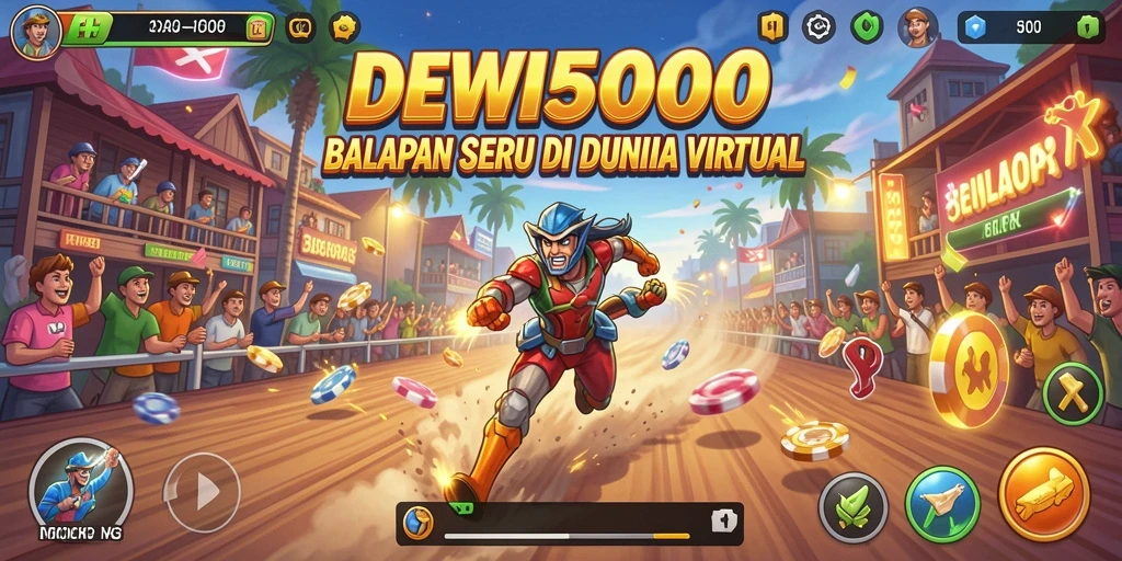 Tangkapan layar gameplay DEWI5000 menampilkan aksi balapan yang mendebarkan.
