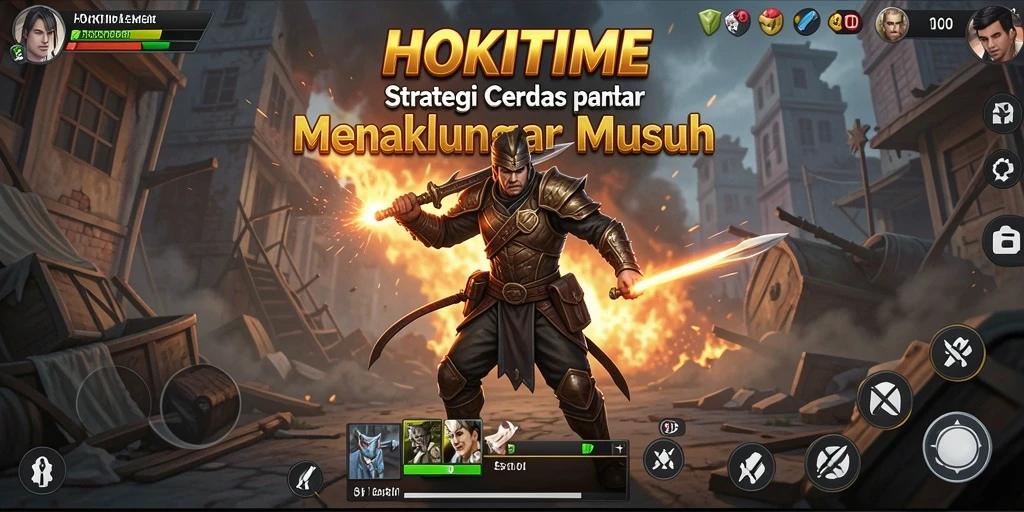 Screenshot HOKITIME menampilkan pertempuran taktis yang intens dan strategi peperangan.