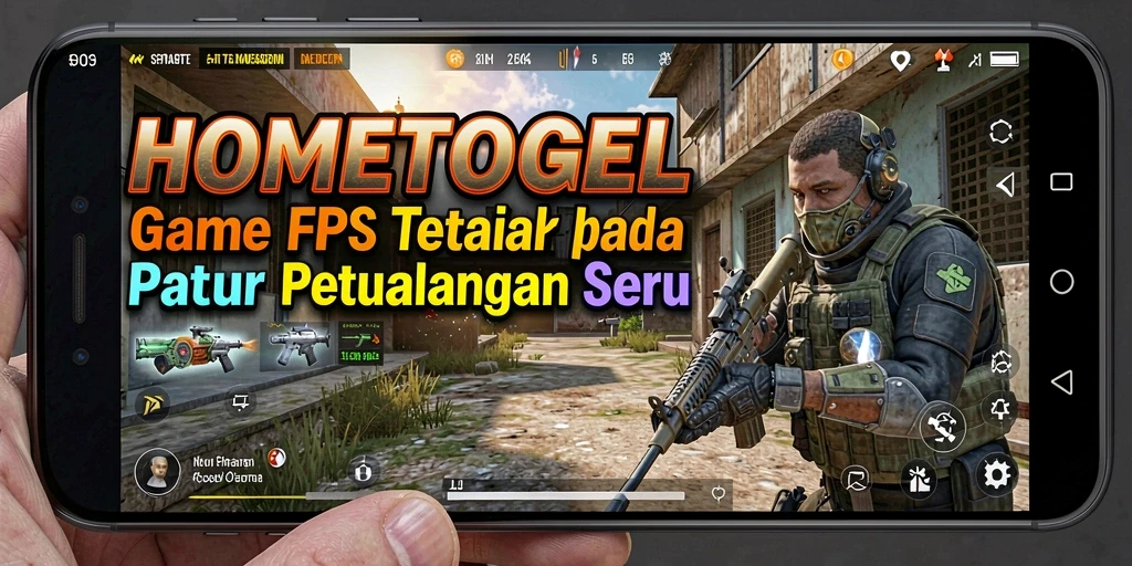 Screenshot gameplay HOMETOGEL menampilkan aksi tembak-menembak yang mendebarkan.