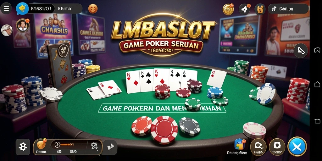 Tampilan gameplay LMBASLOT yang menegangkan dalam permainan Poker.
