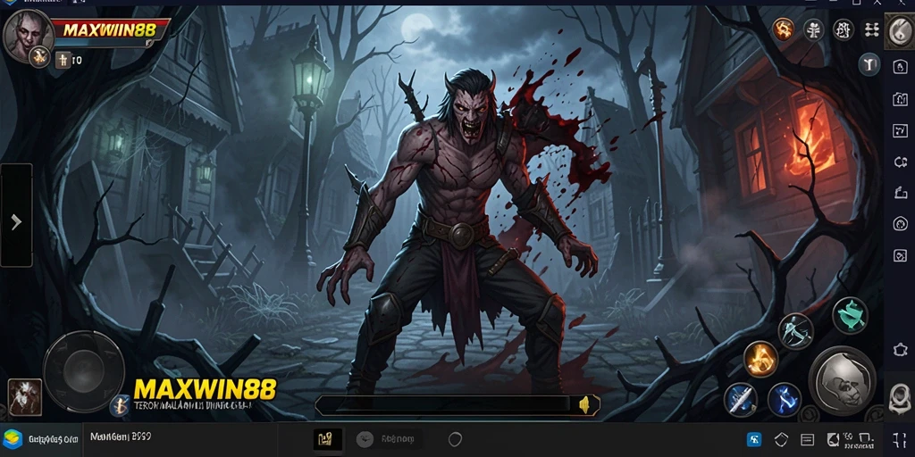 Tangkapan layar gameplay <strong>MAXWIN88</strong> yang menunjukkan suasana horor yang mendalam.