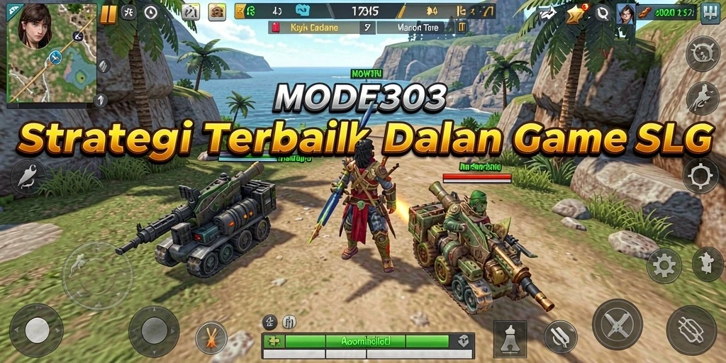 Screenshot utama MODE303 menampilkan pertempuran strategis yang seru.