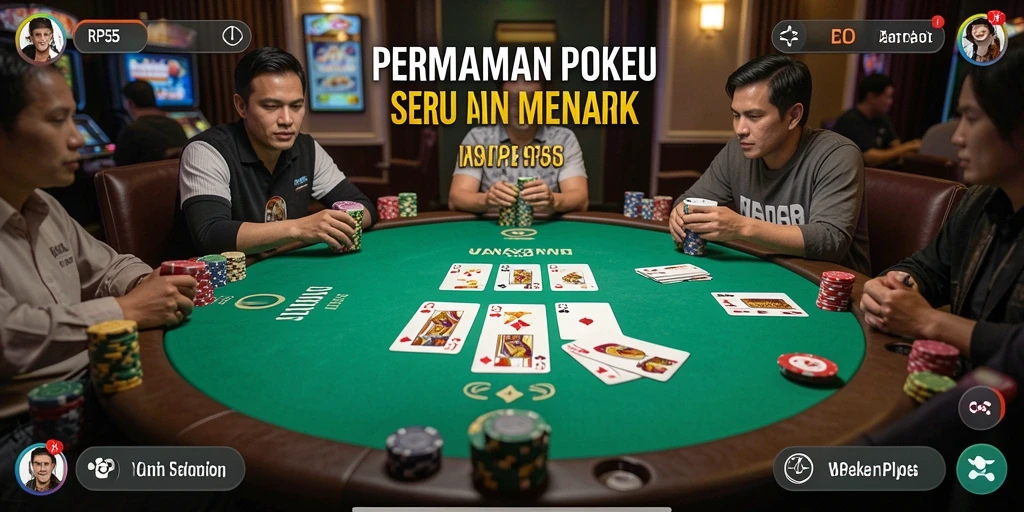 Tampilan utama gameplay RP55 yang menampilkan serunya bermain poker.