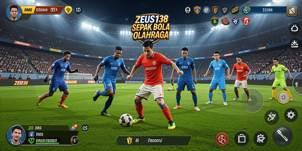Tampilan gameplay menegangkan dalam pertandingan sepak bola ZEUS138.